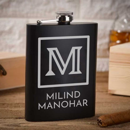 Personalised Hip Flask With Engraving for Men Stainless Steel Drinking Flasks - Monogram