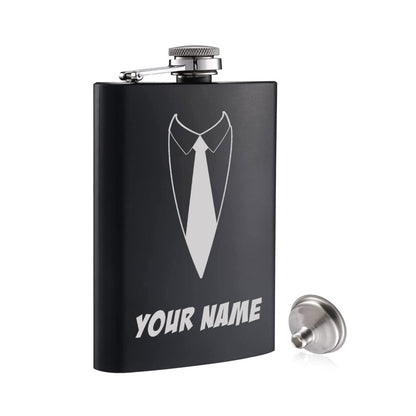 Custom Engraved whiskey Flask for Men Birthday Gifts for Him  -Suit Up