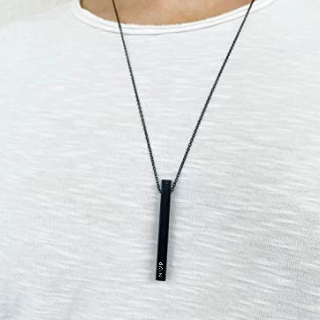 Black 3D Bar Name Necklace For Men - Silver - SETT&Co