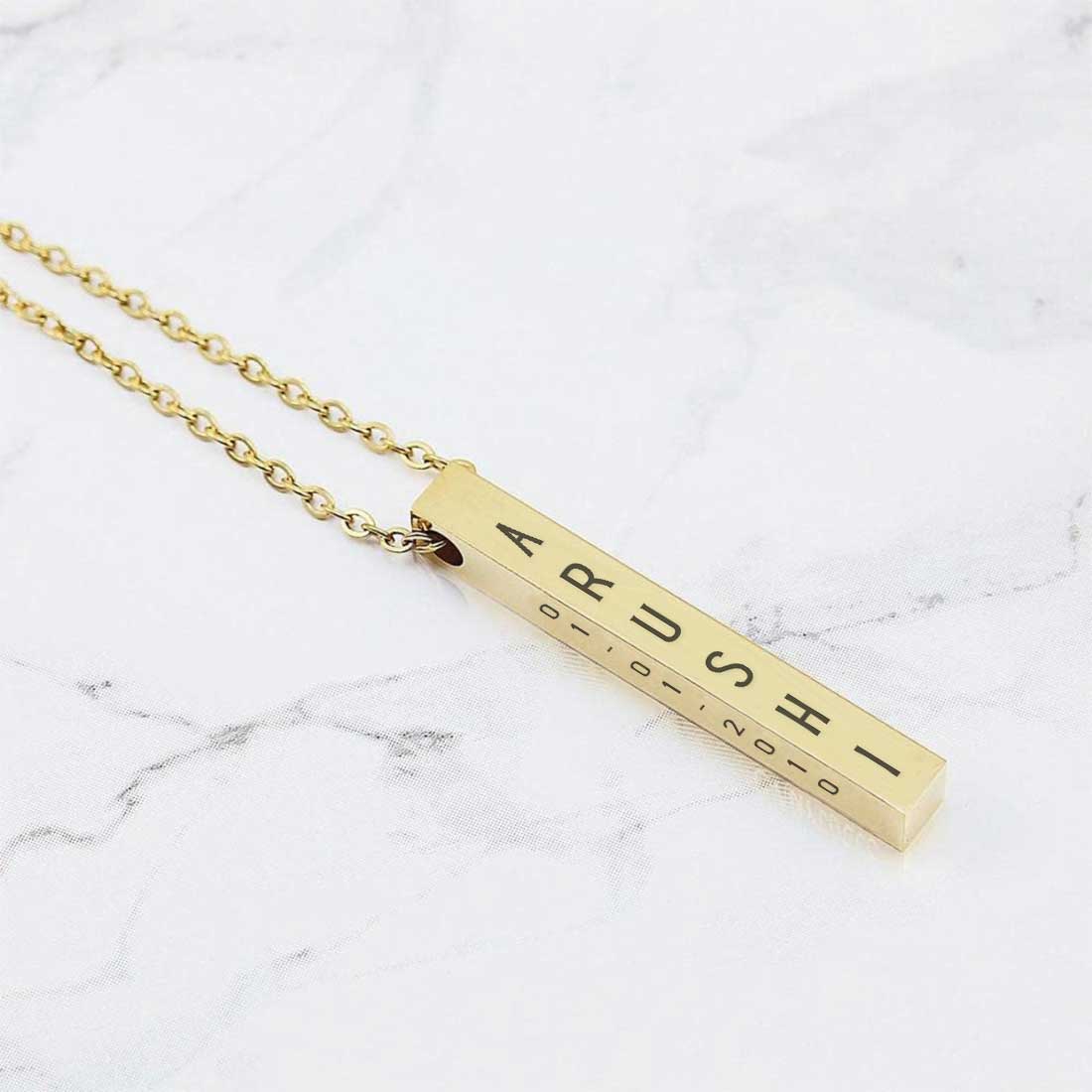 Customized Name Pendant With Chain Engraved Jewelry for Men Women - Add Name Date