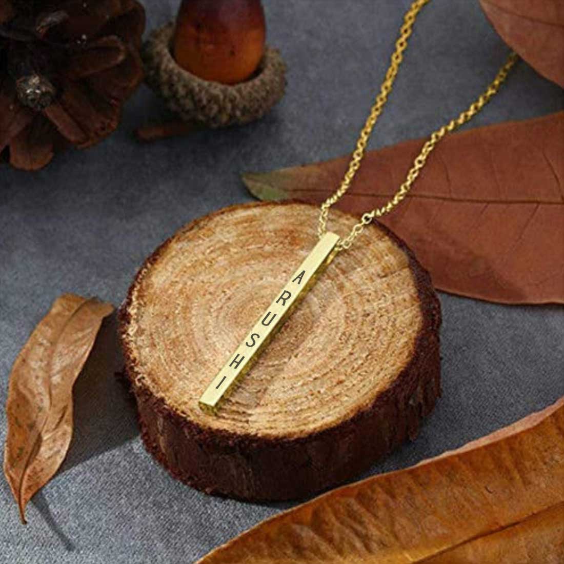 Customized Name Pendant With Chain Engraved Jewelry for Men Women Add Name Date Rose Gold