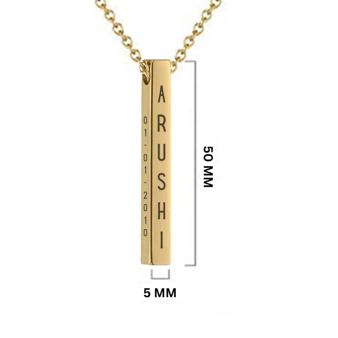 Customized Name Pendant With Chain Engraved Jewelry for Men Women Add Name Date Rose Gold