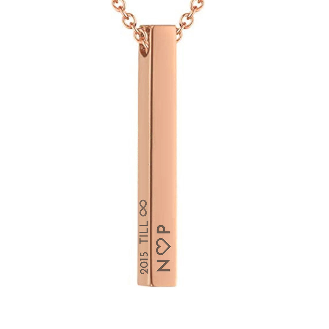 Custom Couples Pendant Necklace Rose Gold & Black with chain - Initials