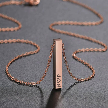 Custom Couples Pendant Necklace Rose Gold & Black with chain - Initials