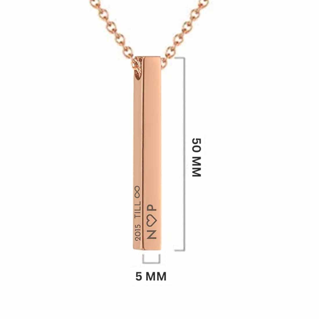 Custom Couples Pendant Necklace Rose Gold & Black with chain - Initials