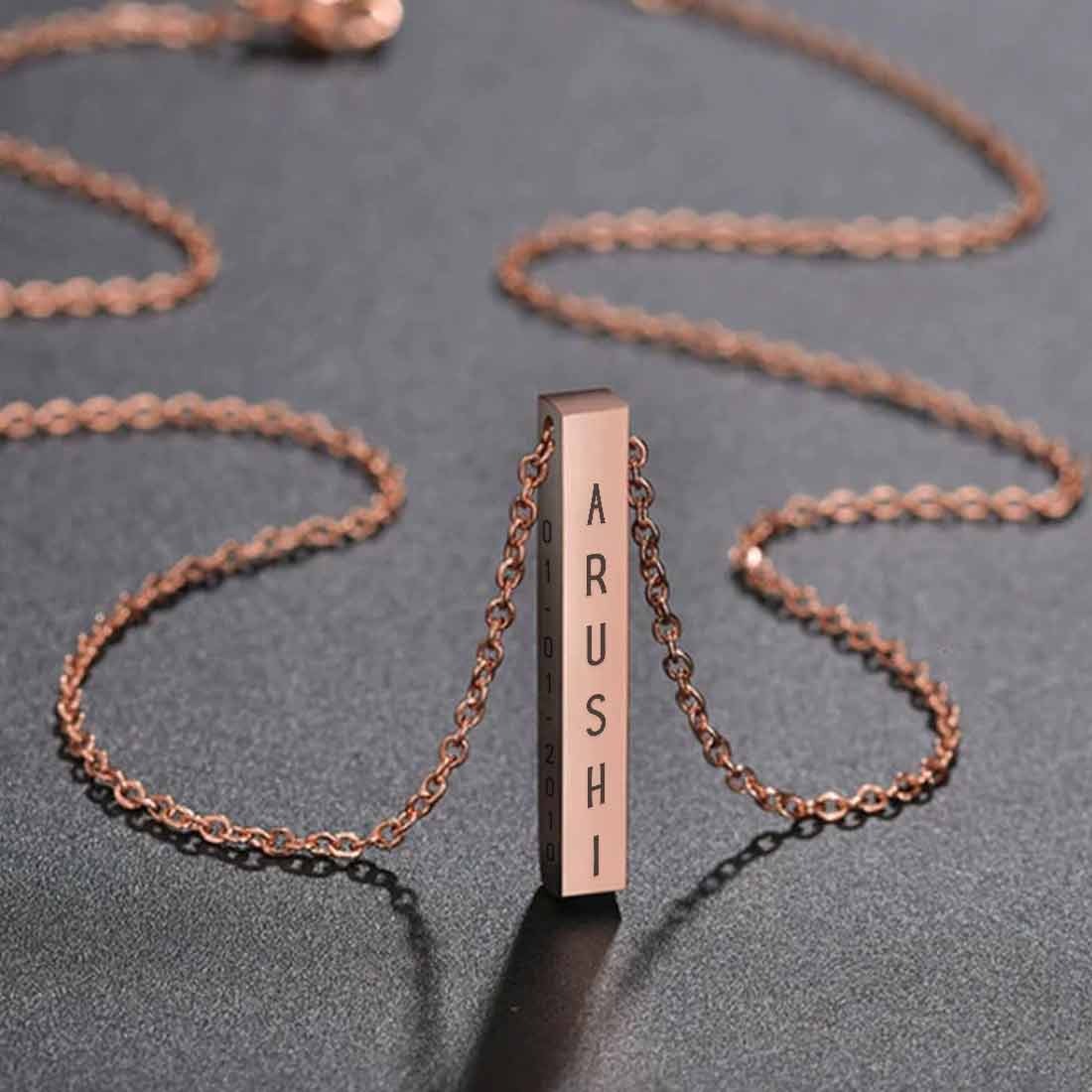 Customized Name Pendant With Chain Engraved Jewelry for Men Women - Add Name Date