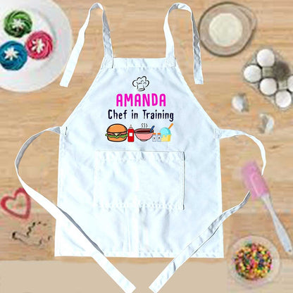 Personalized Girls Baking Apron Add Kids Name - Chef in Training Nutcase