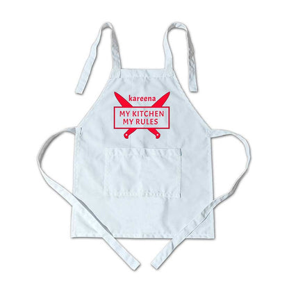 Girl Apron with Customised Name  - My Kitchen My Rules Nutcase