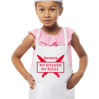 Girl Apron with Customised Name  - My Kitchen My Rules Nutcase