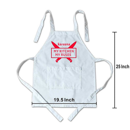 Girl Apron with Customised Name  - My Kitchen My Rules Nutcase