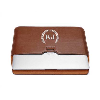 Personalized Laptop Cover For Men - Add Your Initial Leaves Crown Nutcase