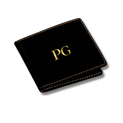 Black Customised Wallet for Men Anniversary Gifts - Initials Nutcase