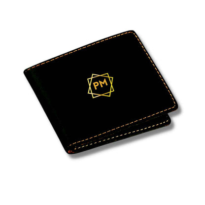 Black Customised Wallets for Him Personalized Gift  - Initials Nutcase