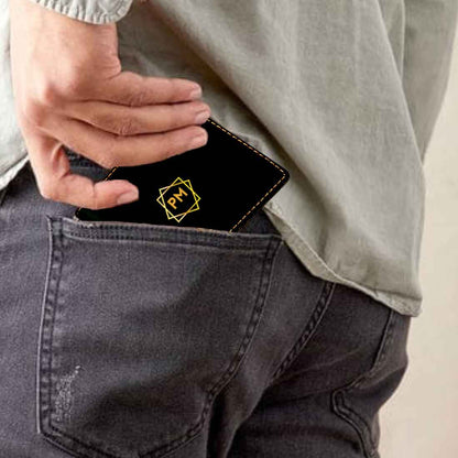 Black Customised Wallets for Him Personalized Gift  - Initials Nutcase