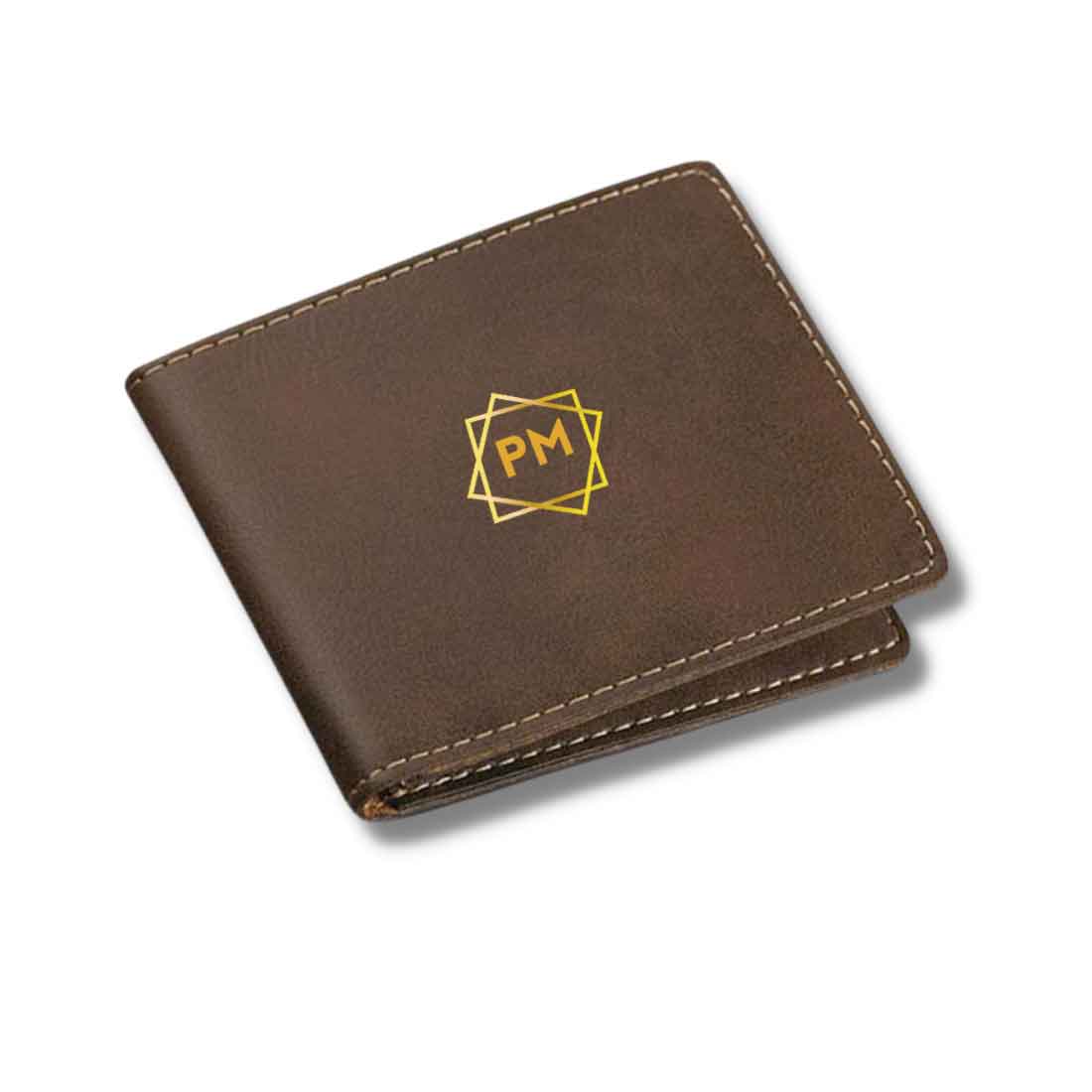 Brown Custom Mens Wallet for Personalized Gift - Initials Nutcase