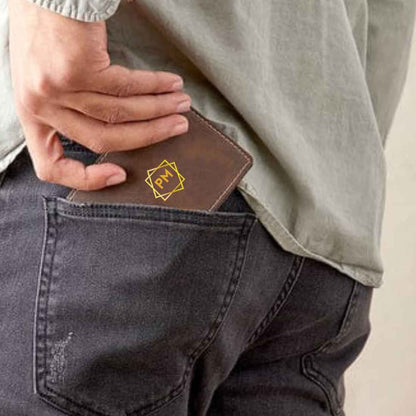 Brown Custom Mens Wallet for Personalized Gift - Initials Nutcase