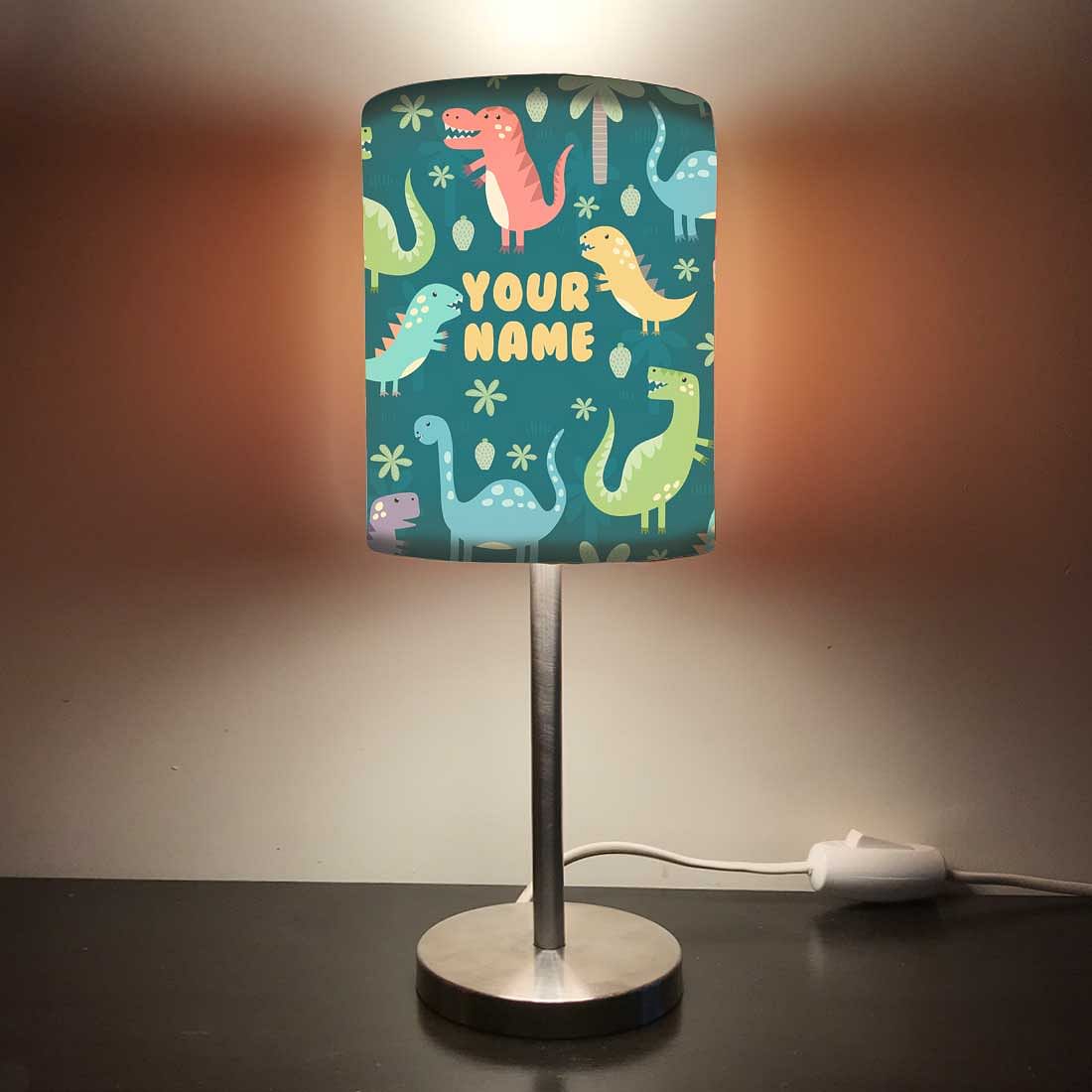 Personalized Kids Bedside Night Lamp-Dinosaur Nutcase