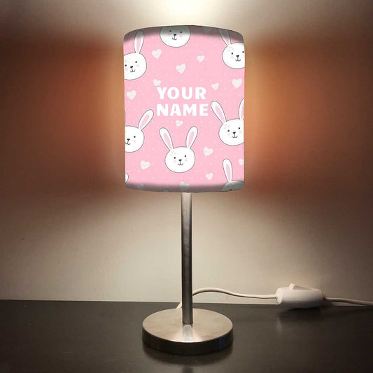 Personalized Kids Bedside Night Lamp-White Rabbit Nutcase