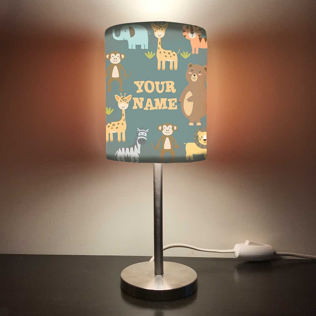 Personalized Kids Bedside Night Lamp-Wild Animals Nutcase