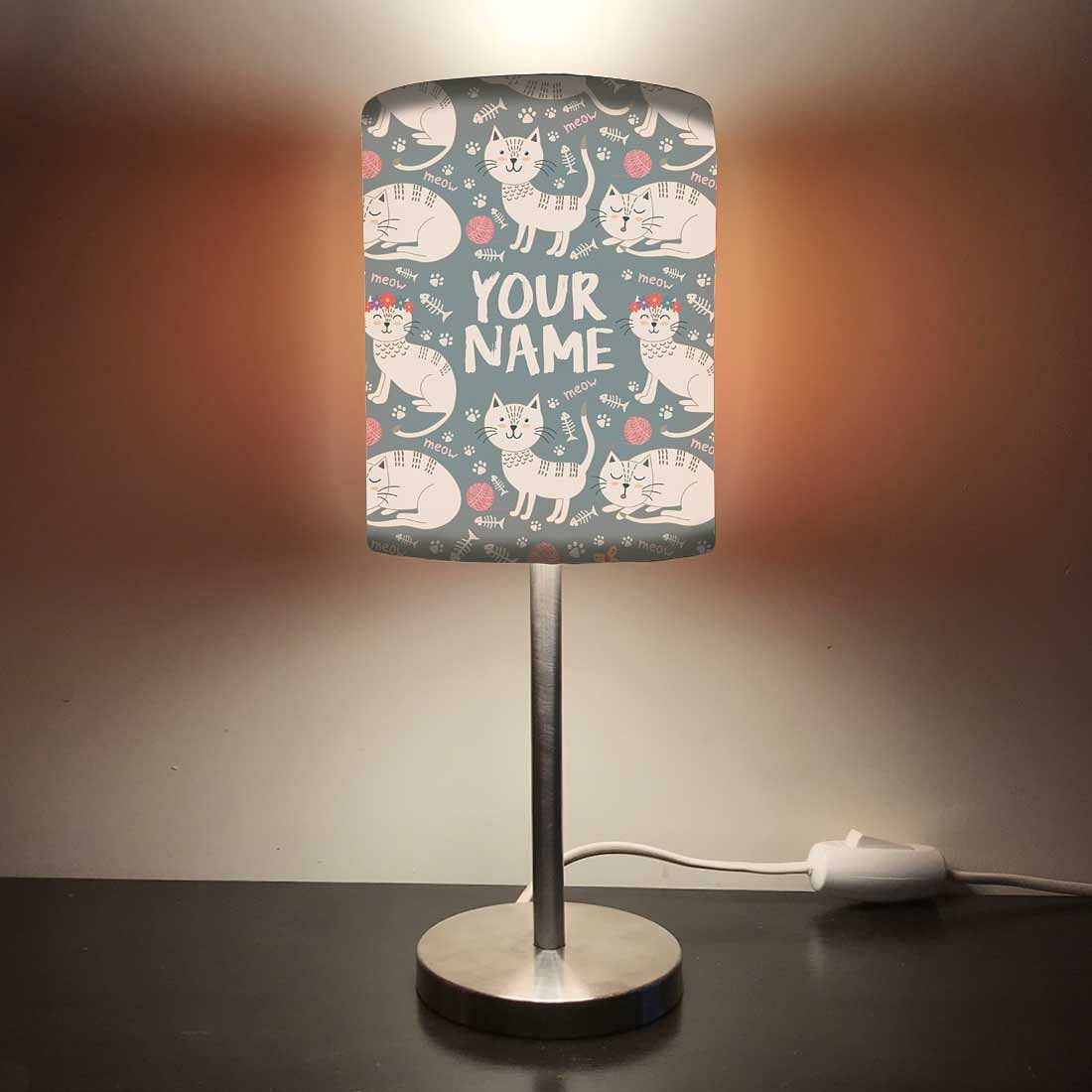 Personalized Kids Bedside Night Lamp-Beautiful Cat Nutcase