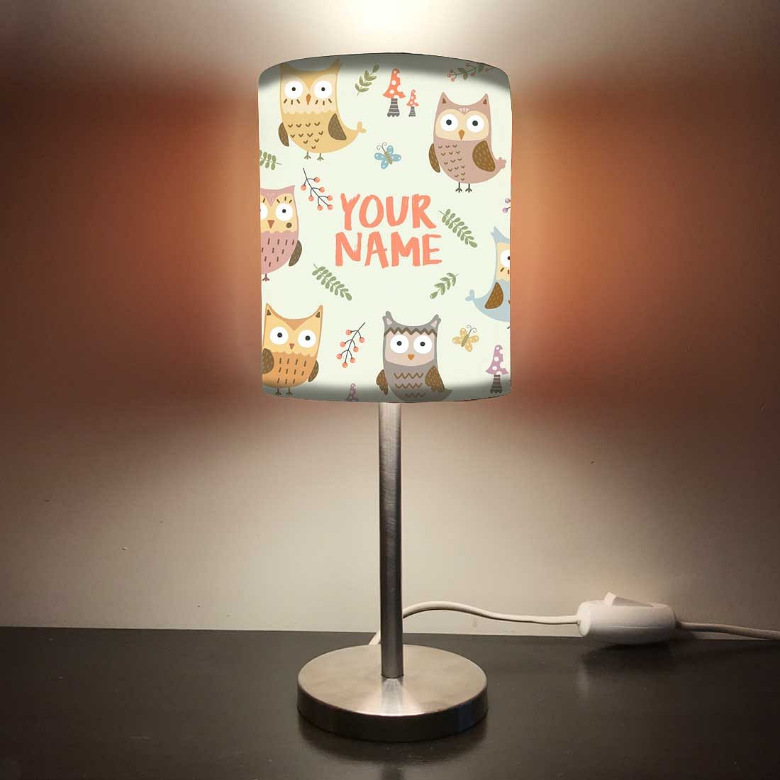 Personalized Kids Bedside Night Lamp-Colorful Owl Nutcase