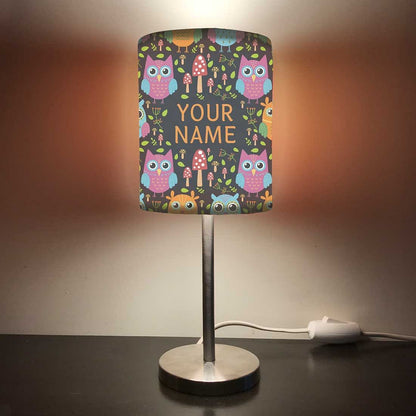 Personalized Kids Bedside Night Lamp-Owl And Mushroom Nutcase