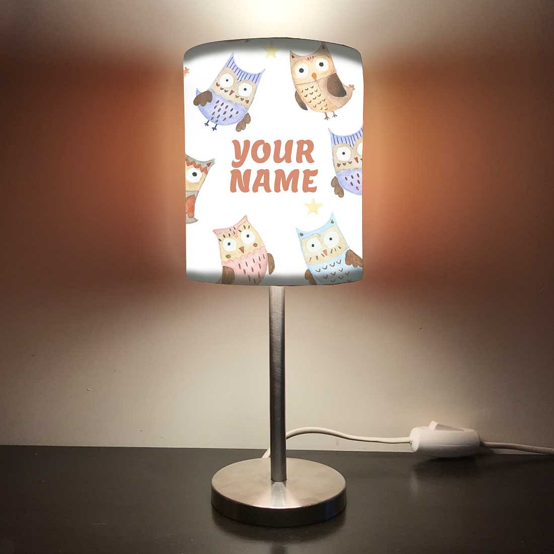 Personalized Kids Bedside Night Lamp-Star And Owl Nutcase