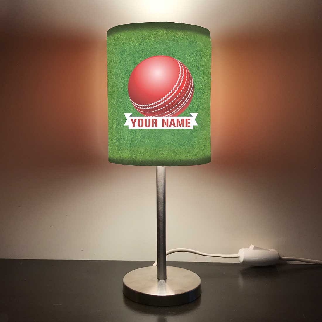 Personalized Kids Bedside Night Lamp-Red Cricket Ball Nutcase