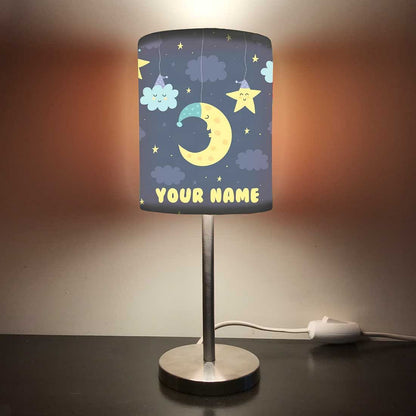 Personalized Kids Bedside Night Lamp-Half Moon And Star Nutcase