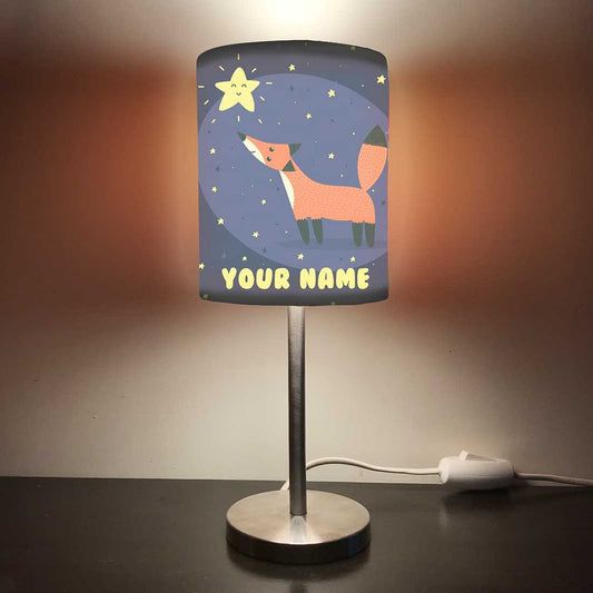 Personalized Kids Bedside Night Lamp-Fox And Star Nutcase