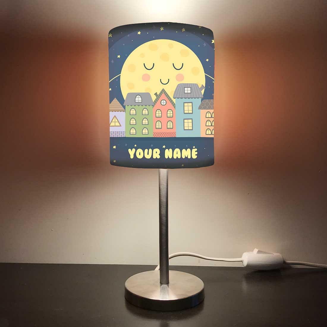 Personalized Kids Bedside Night Lamp-Moon And Star Nutcase