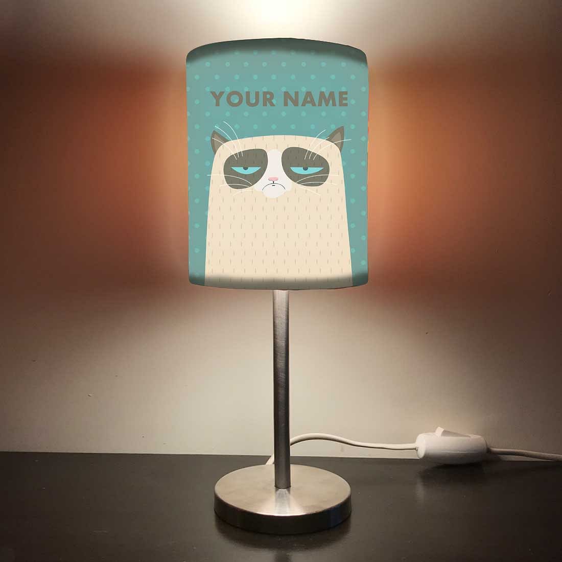 Personalized Kids Bedside Night Lamp-Sleeping Cat Nutcase