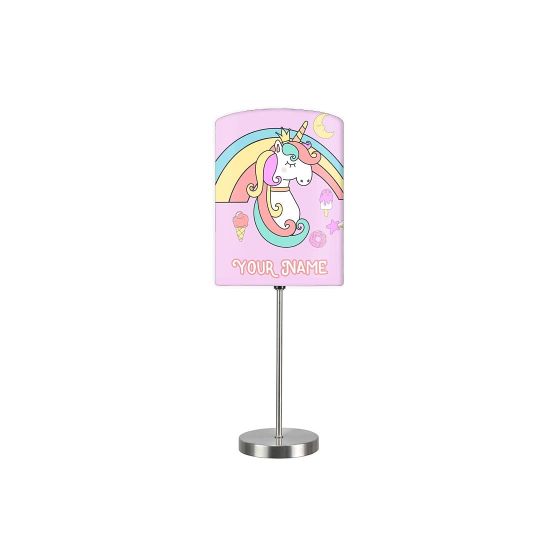 Personalized Kids Bedside Night Lamp-Rainbow And Unicorn Nutcase