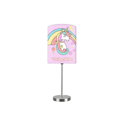 Personalized Kids Bedside Night Lamp-Rainbow And Unicorn Nutcase