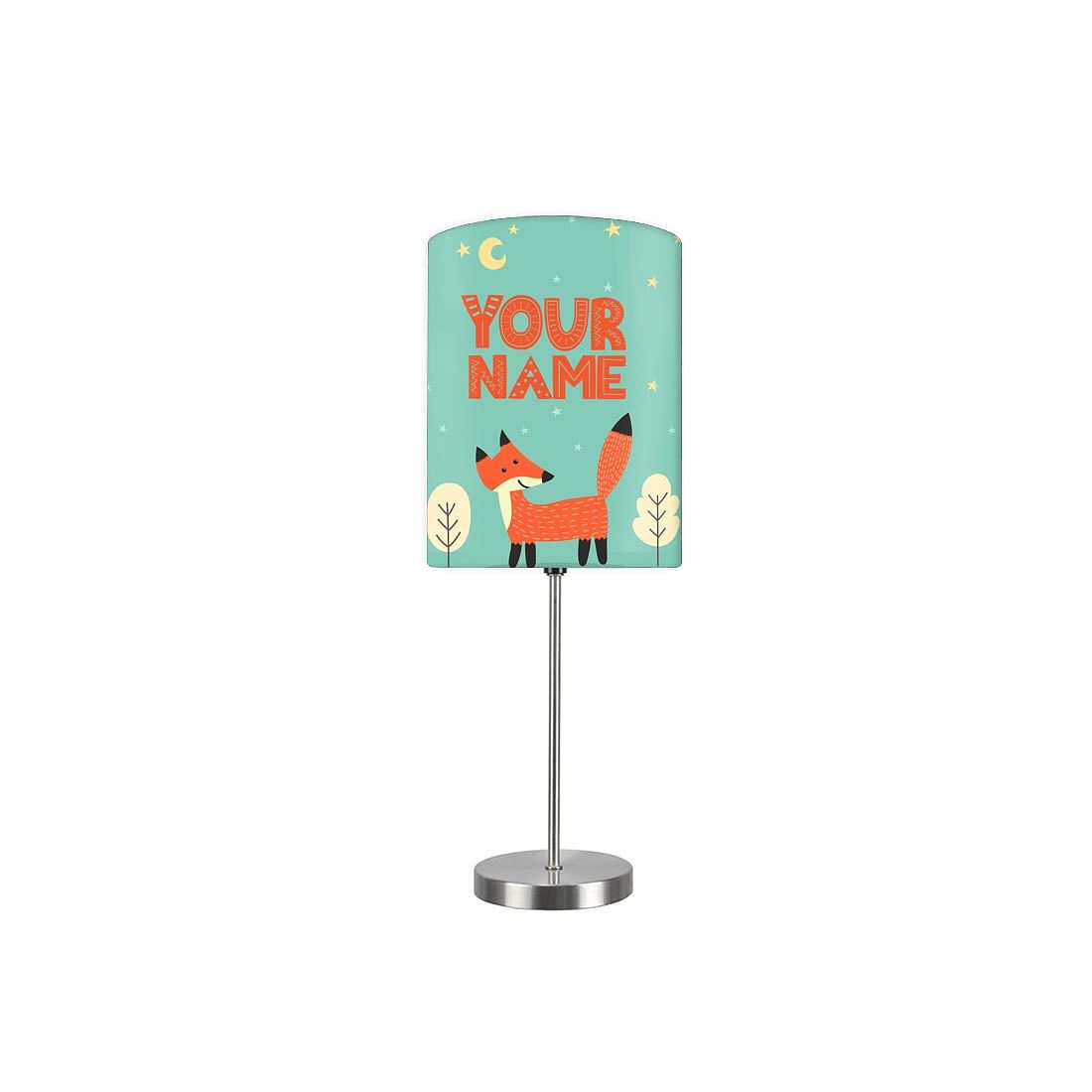 Personalized Kids Bedside Night Lamp-Fox And Half Moon Nutcase
