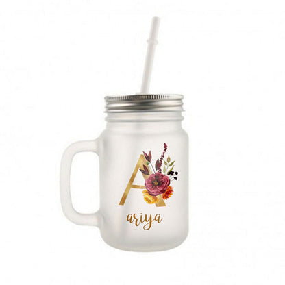 Personalized Monogram Mason Jar - Floral Nutcase