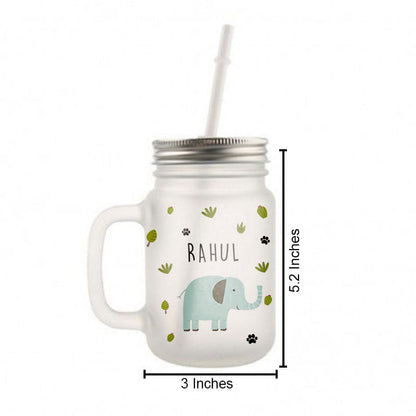 Customized Mason Jar Glass - Jungle Pattern Elephant Nutcase