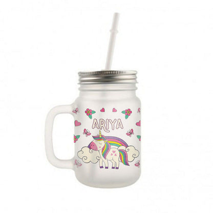 Customized Mason Jar Glass - Unicorn Pattern 3 Nutcase