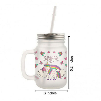 Customized Mason Jar Glass - Unicorn Pattern 3 Nutcase