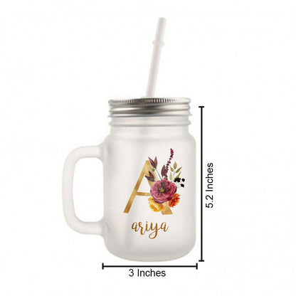 Personalized Monogram Mason Jar - Floral Nutcase