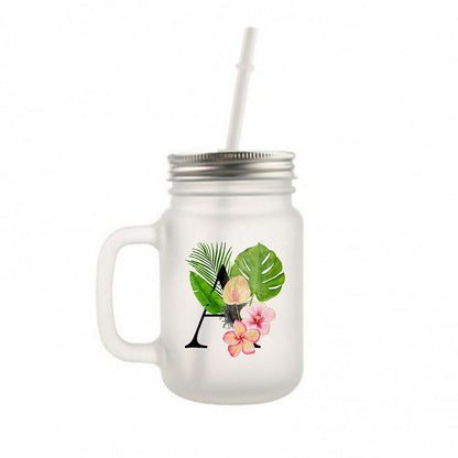 Customized Monogram Mason Jar - Tropical Nutcase