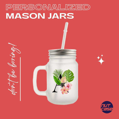 Customized Monogram Mason Jar - Tropical Nutcase