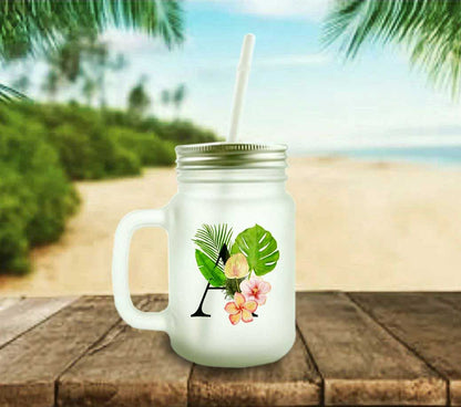 Customized Monogram Mason Jar - Tropical Nutcase