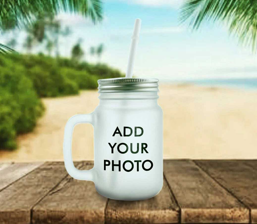 Customized Monogram Mason Jar - Add Your Photo Nutcase
