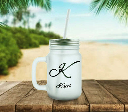 Customized Mason Jar Glass - Monogram Nutcase