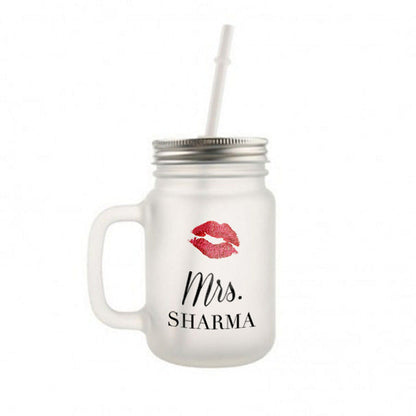 Customized Mason Jar Glass - Lipstick Female Name Nutcase