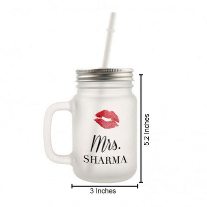 Customized Mason Jar Glass - Lipstick Female Name Nutcase