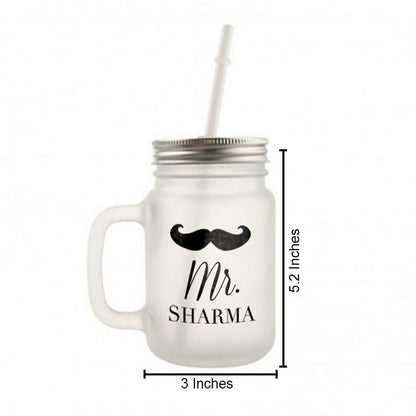 Customized Mason Jar Glass - Mustache Name Nutcase