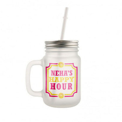 Customized Monogram Mason Jar -  Happy Hour Nutcase