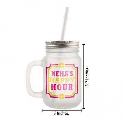 Customized Monogram Mason Jar -  Happy Hour Nutcase